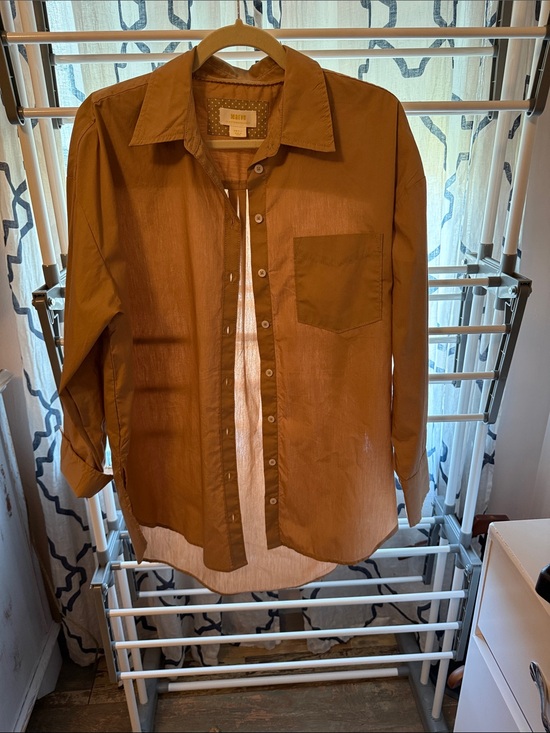 Maeve Tops - Maeve Long-Sleeve Button-Down Shirt in Rust Brown